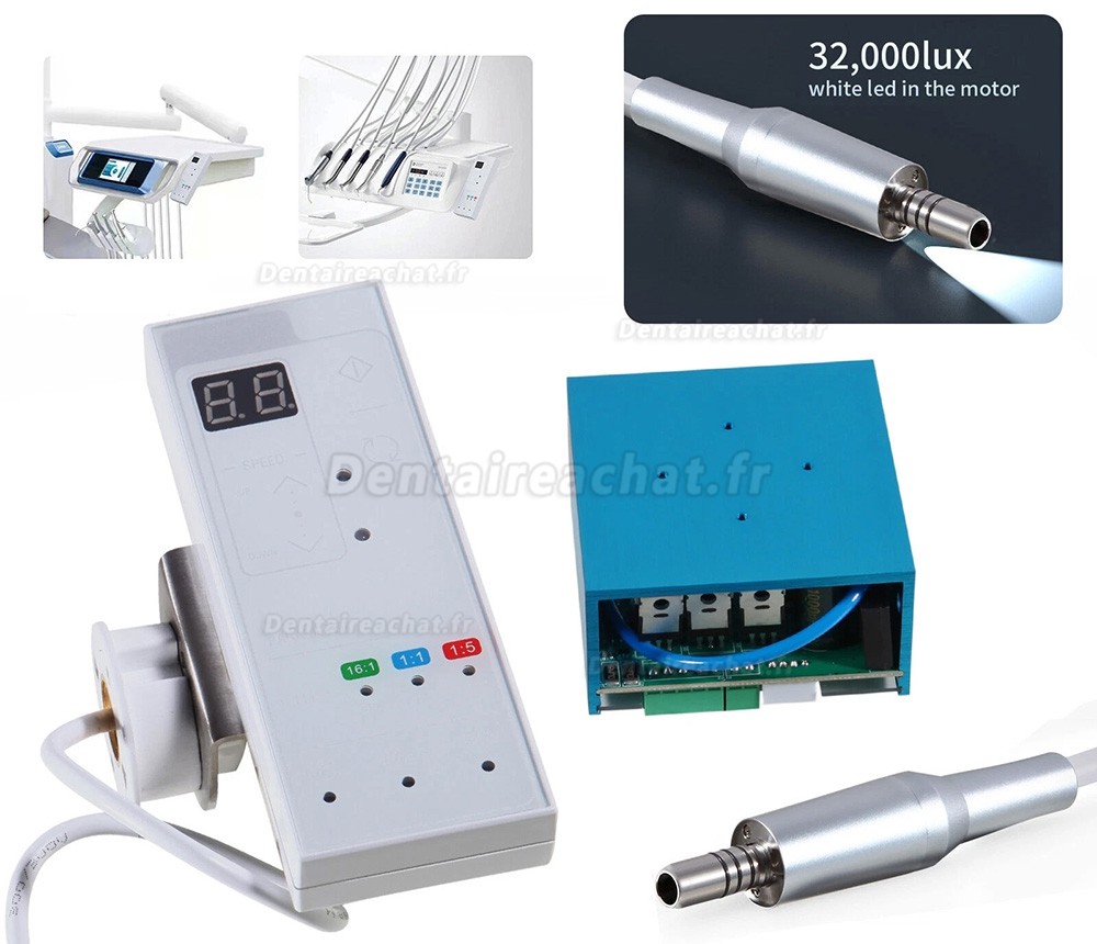 Micromoteur électrique intégré avec éclairage LED pour fauteuil dentaire